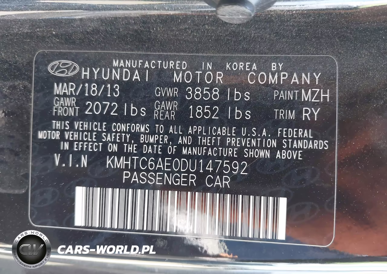 2013 Hyundai Veloster Turbo W-Blue VIN:KMHTC6AE0DU147592 - 9