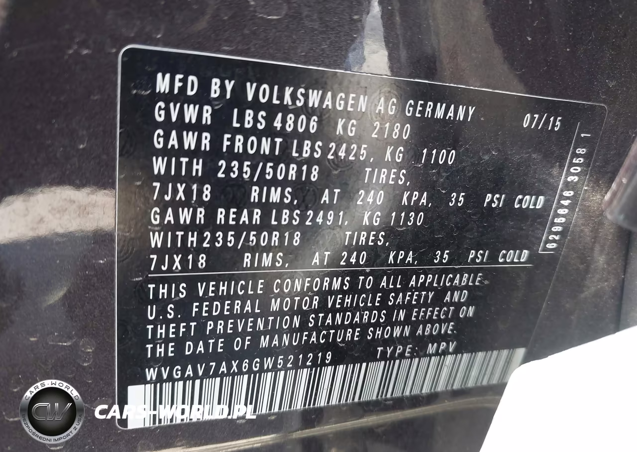 2016 Volkswagen Tiguan Se VIN:WVGAV7AX6GW521219 - 9