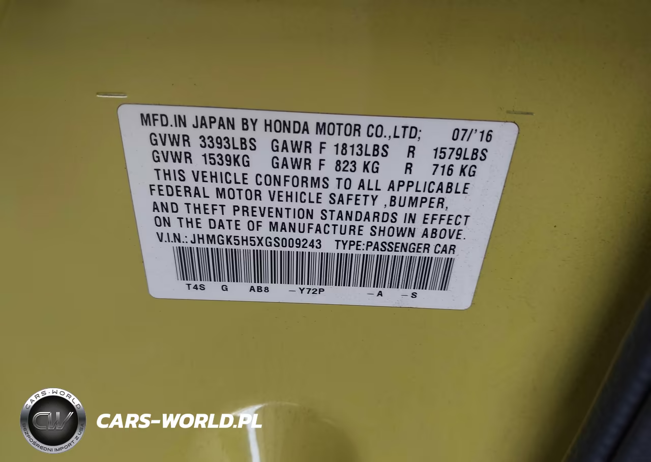 2016 Honda Fit Lx VIN:JHMGK5H5XGS009243 - 9