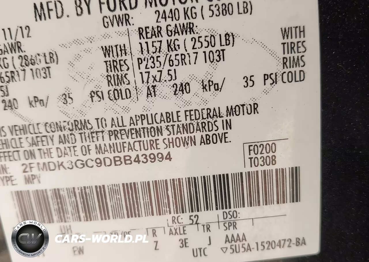 2013 Ford Edge Se VIN:2FMDK3GC9DBB43994 - 9