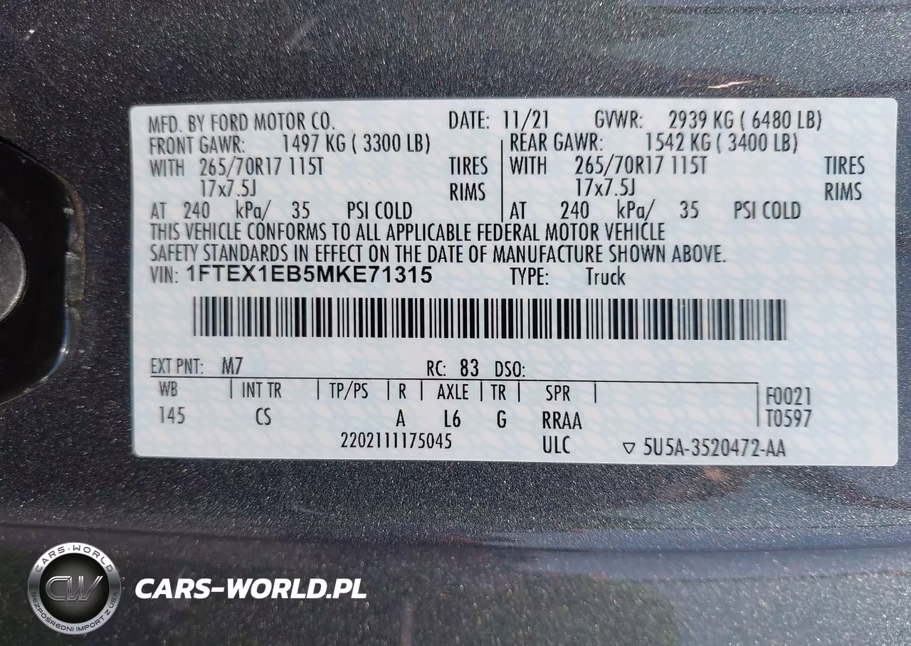 2021 Ford F-150 Xl VIN:1FTEX1EB5MKE71315 - 9