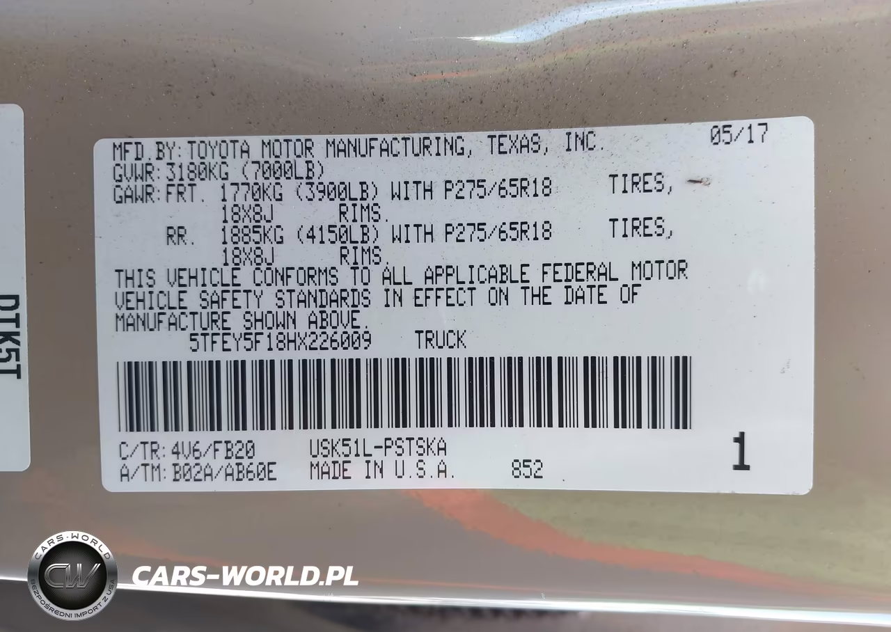 2017 Toyota Tundra Sr5 5.7L V8 VIN:5TFEY5F18HX226009 - 9