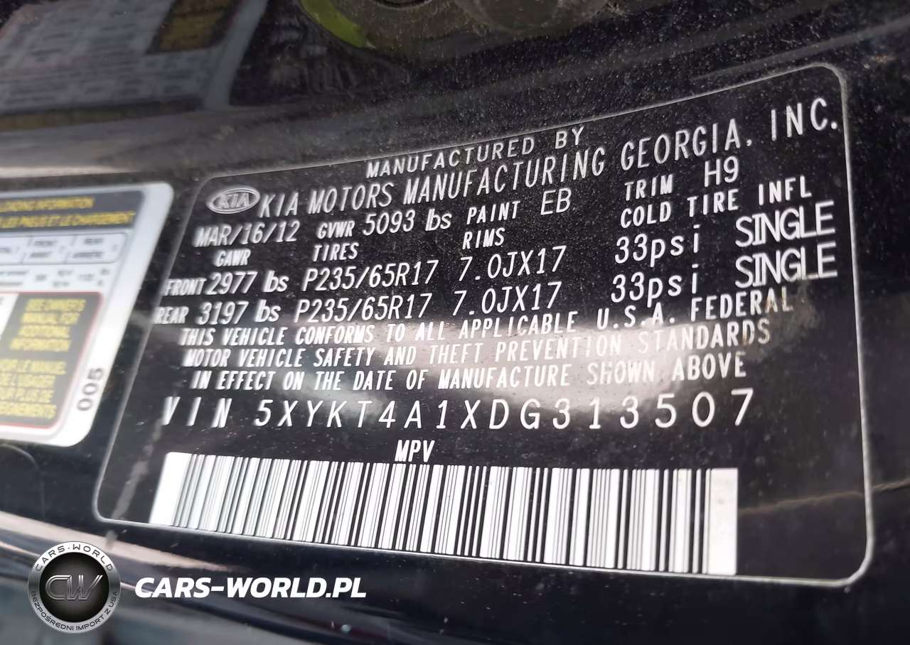 2013 Kia Sorento Lx VIN:5XYKT4A1XDG313507 - 9
