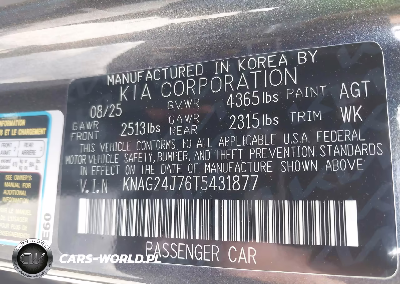 2026 Kia K5 Lxs Fwd VIN:KNAG24J76T5431877 - 9