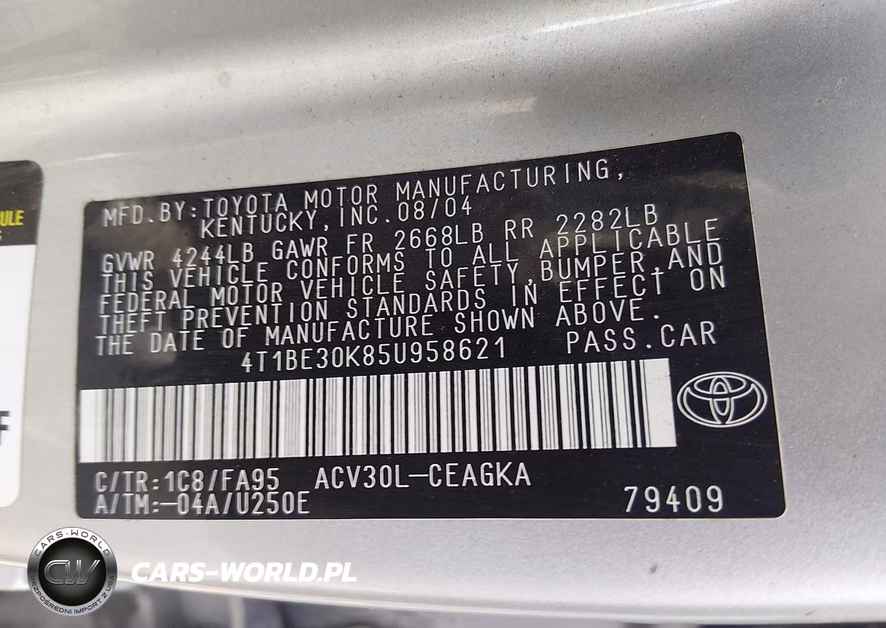 2005 Toyota Camry Xle VIN:4T1BE30K85U958621 - 9