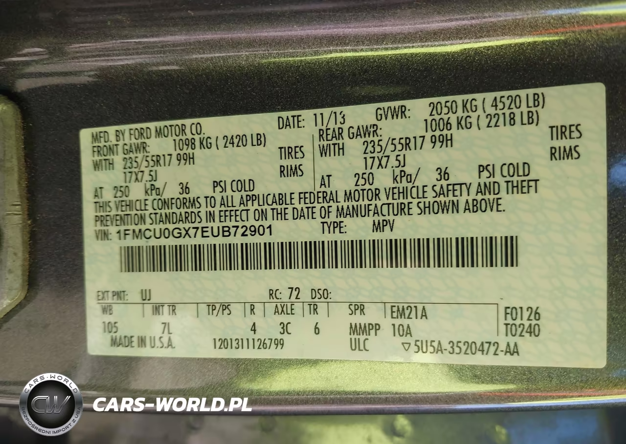 2014 Ford Escape Se VIN:1FMCU0GX7EUB72901 - 9