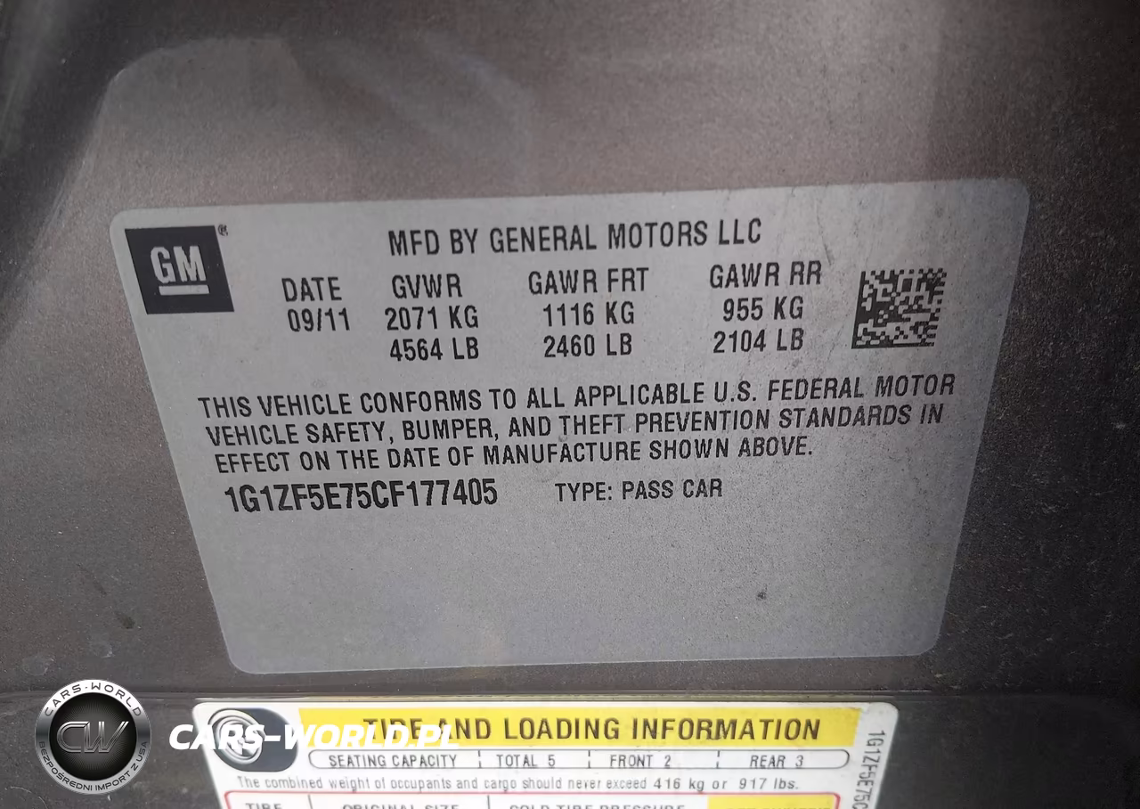 2012 Chevrolet Malibu 3Lt VIN:1G1ZF5E75CF177405 - 9