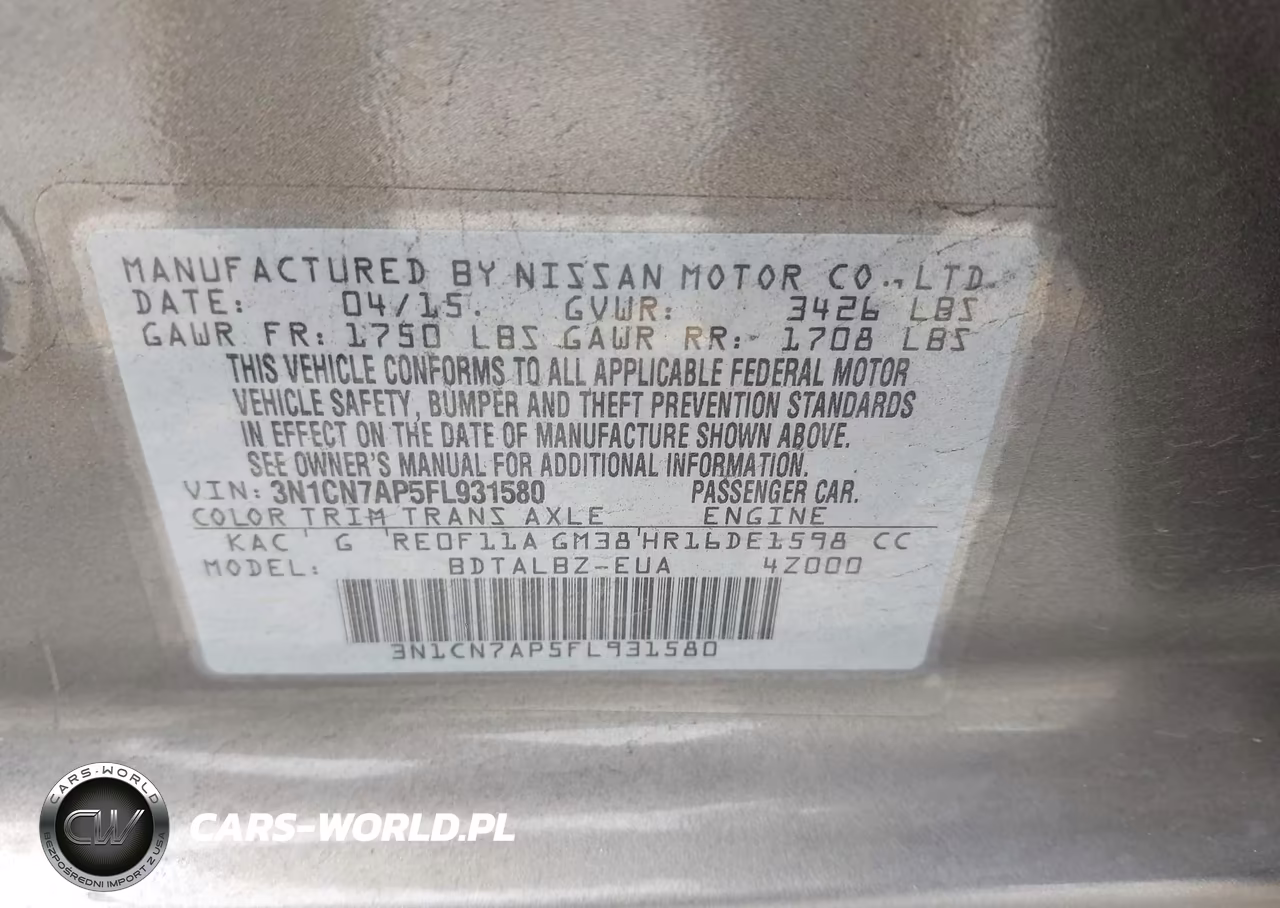 2015 Nissan Versa 1.6 Sv VIN:3N1CN7AP5FL931580 - 9