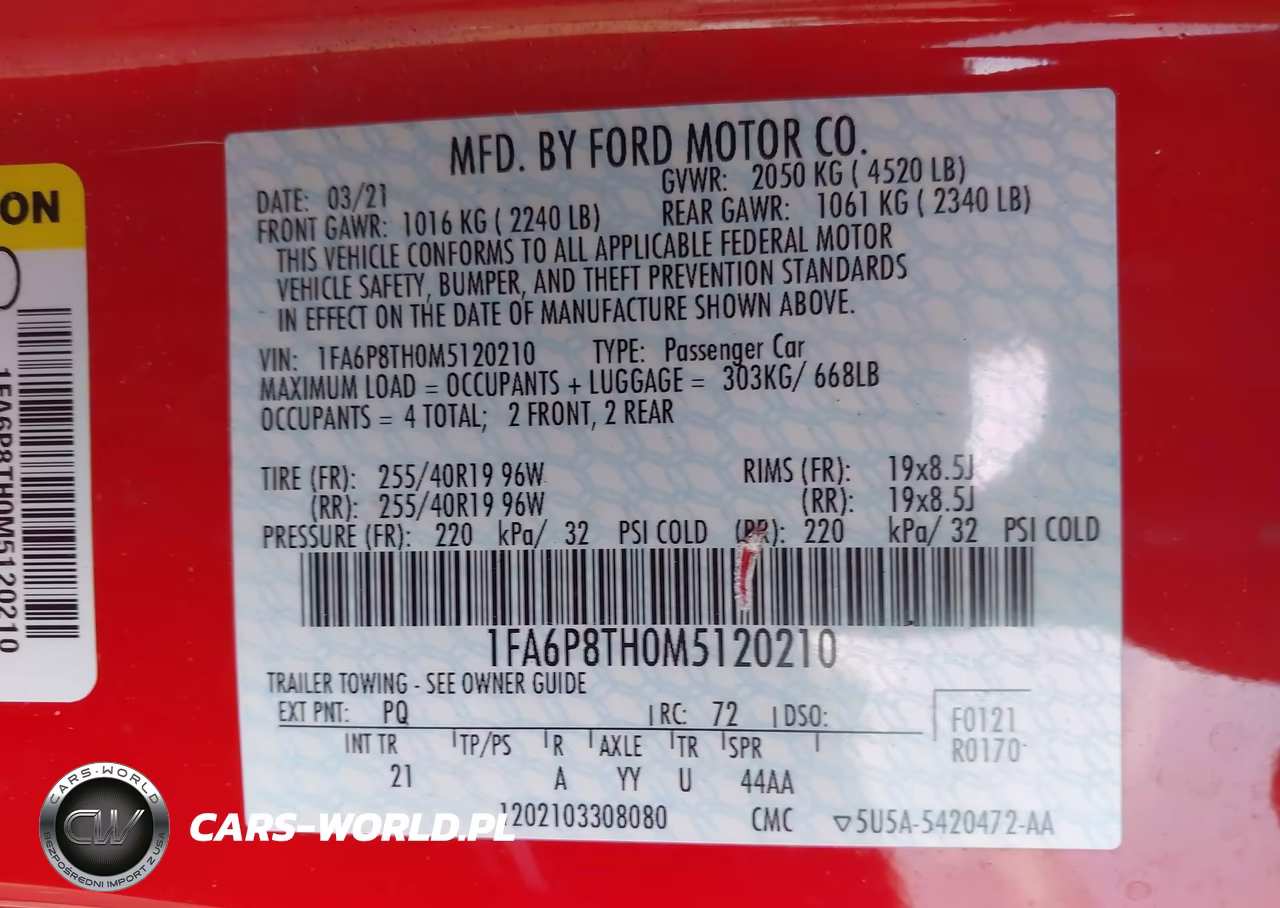 2021 Ford Mustang Ecoboost Fastback VIN:1FA6P8TH0M5120210 - 9