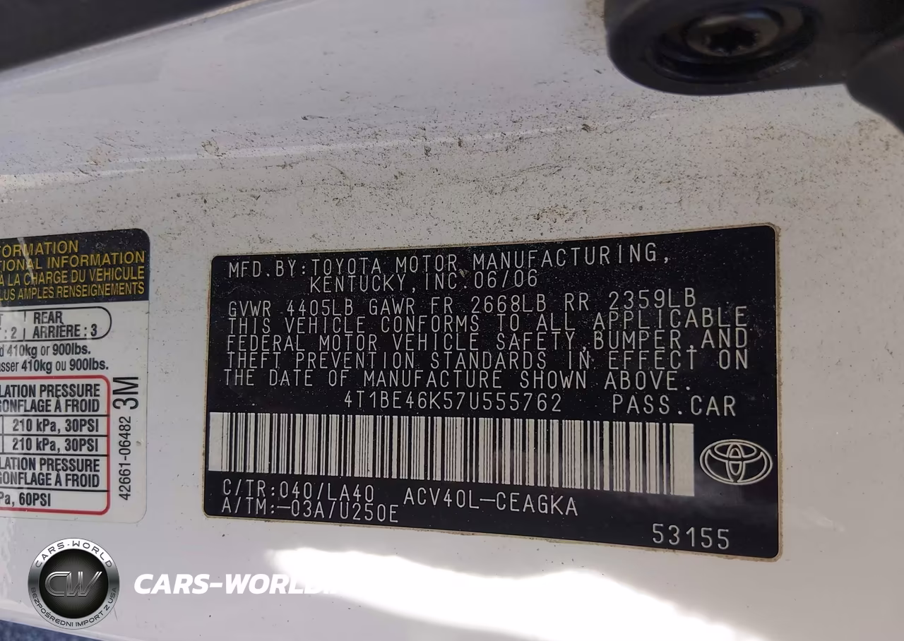 2007 Toyota Camry Xle VIN:4T1BE46K57U555762 - 9