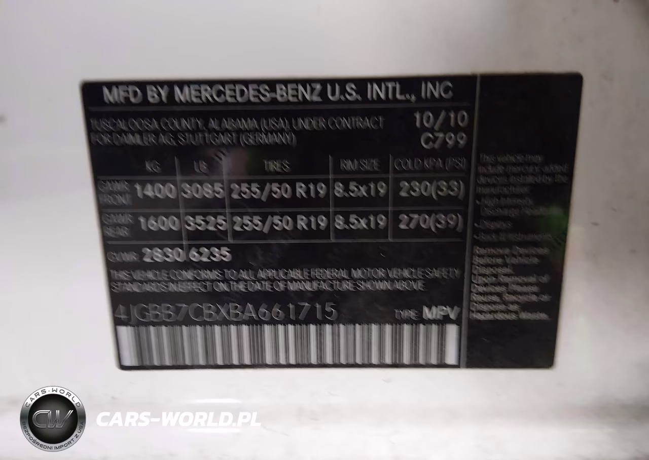 2011 Mercedes-Benz Ml 550 4Matic VIN:4JGBB7CBXBA661715 - 9