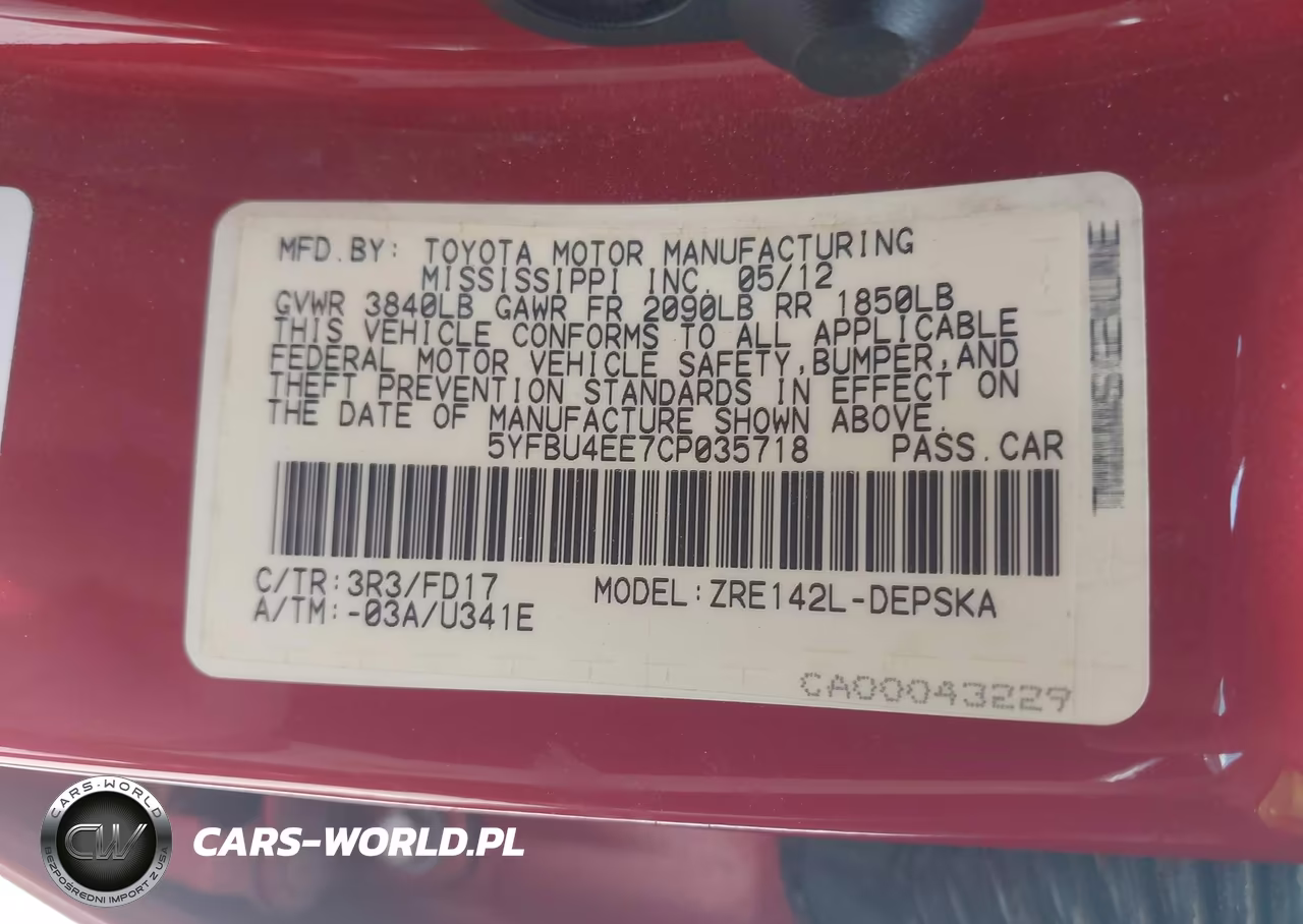 2012 Toyota Corolla S VIN:5YFBU4EE7CP035718 - 9