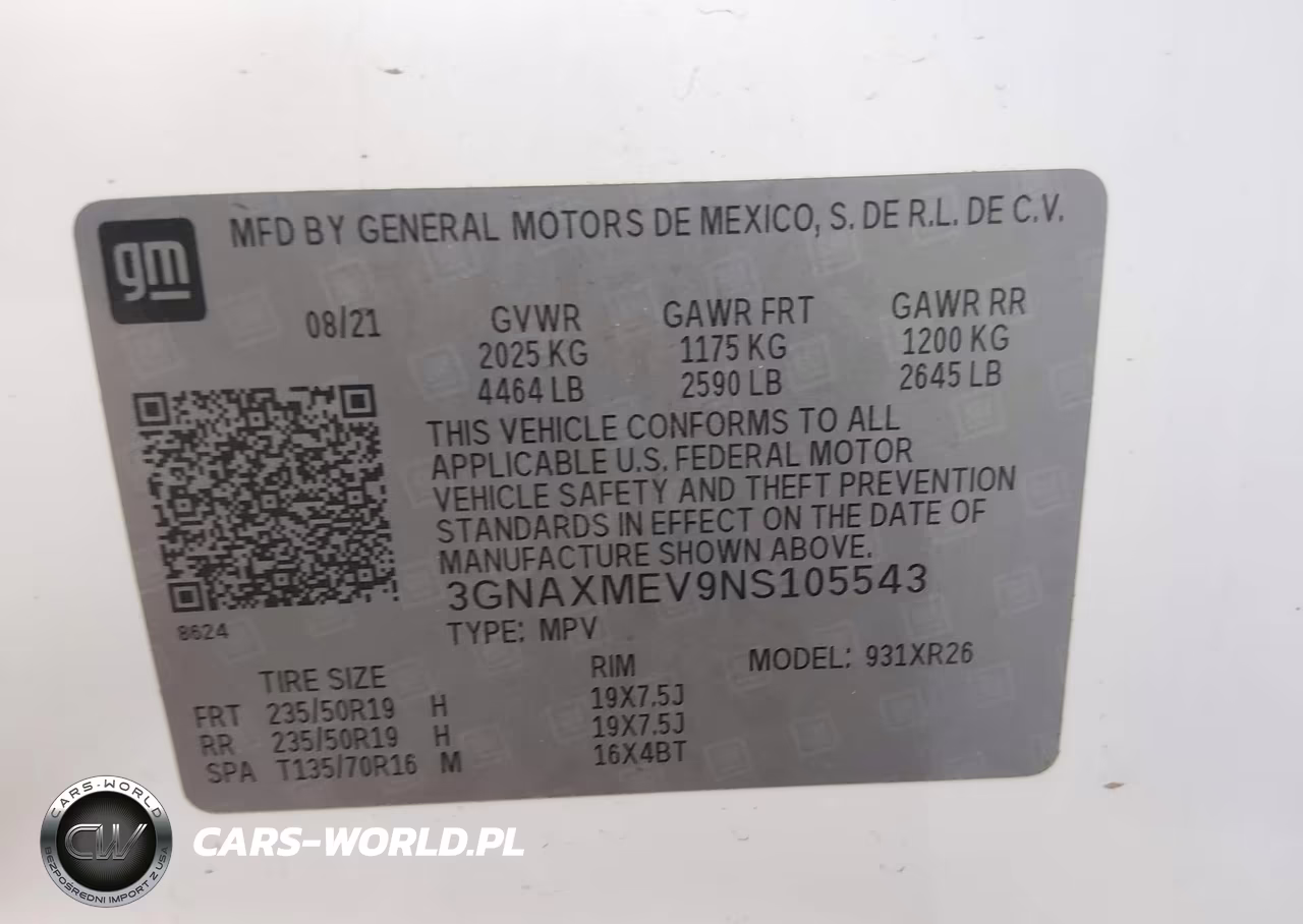 2022 Chevrolet Equinox Fwd Rs VIN:3GNAXMEV9NS105543 - 9
