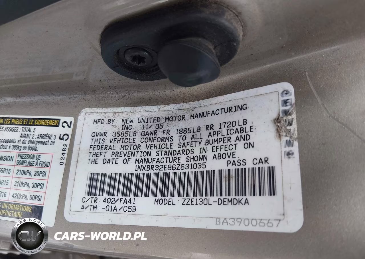 2006 Toyota Corolla Ce VIN:1NXBR32E86Z631035 - 9