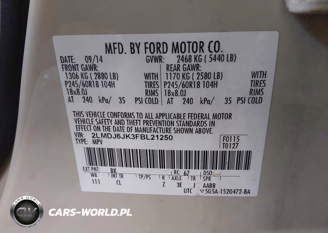 2015 Lincoln Mkx VIN:2LMDJ6JK3FBL21250 - 9