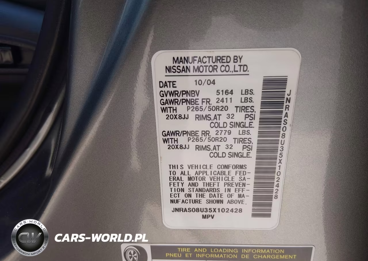 2005 Infiniti Fx35 VIN:JNRAS08U35X102428 - 9