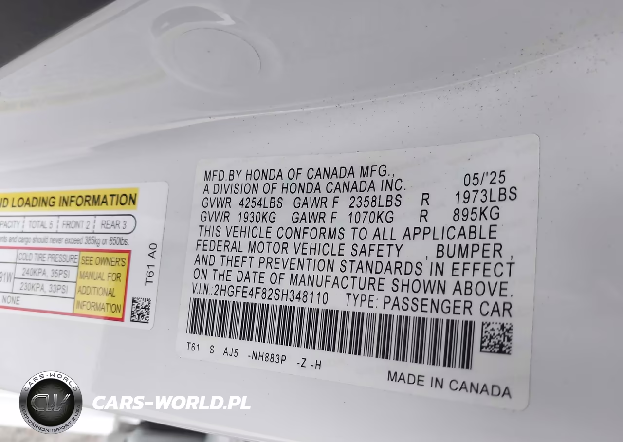 2025 Honda Civic Hybrid Sport-Sport Touring VIN:2HGFE4F82SH348110 - 9