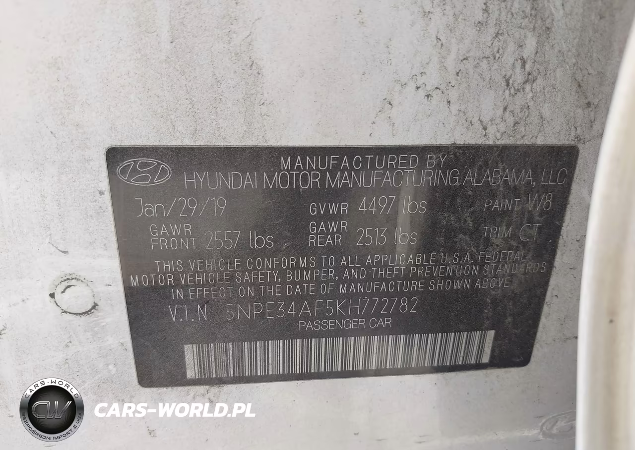 2019 Hyundai Sonata Sport VIN:5NPE34AF5KH772782 - 9
