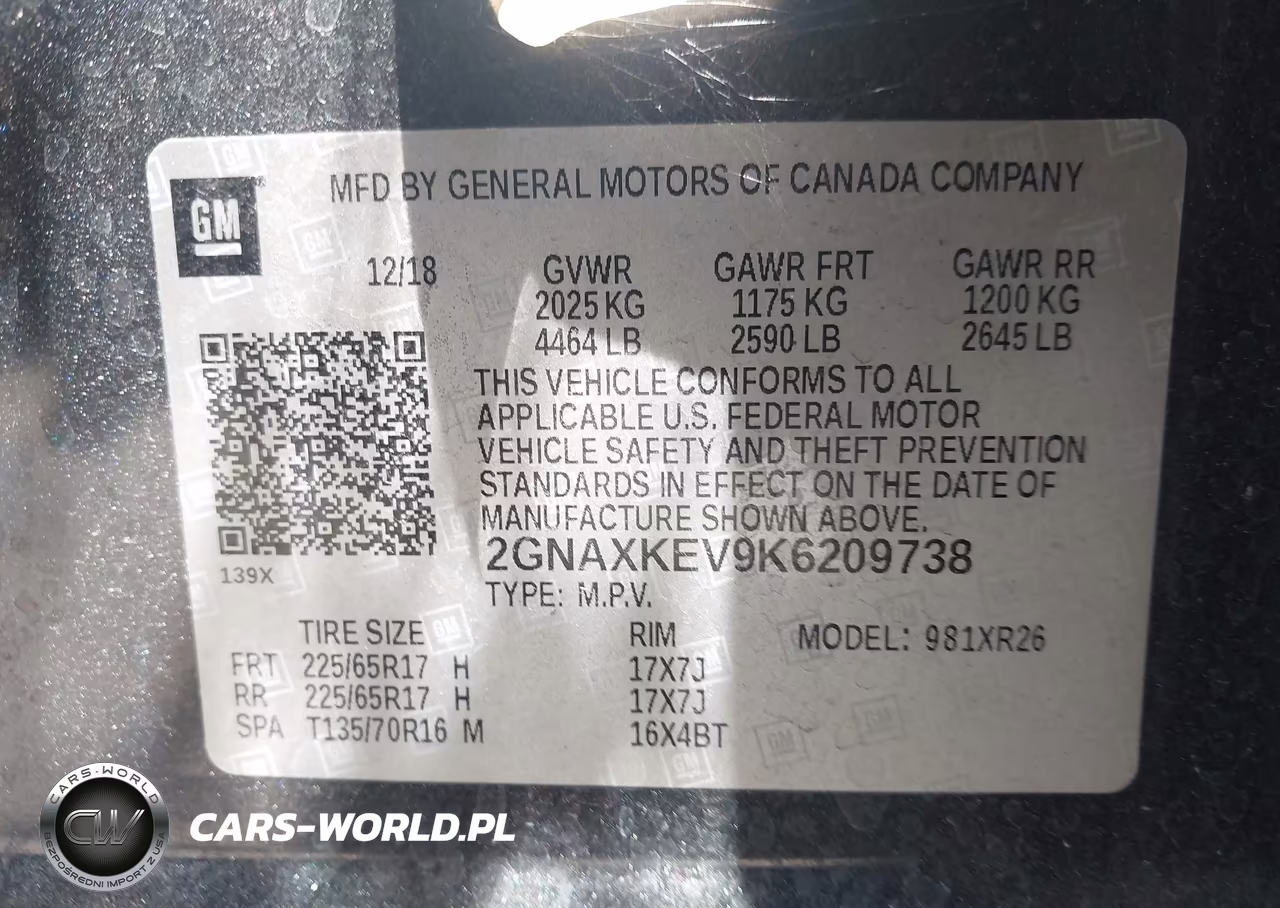 2019 Chevrolet Equinox Lt VIN:2GNAXKEV9K6209738 - 9