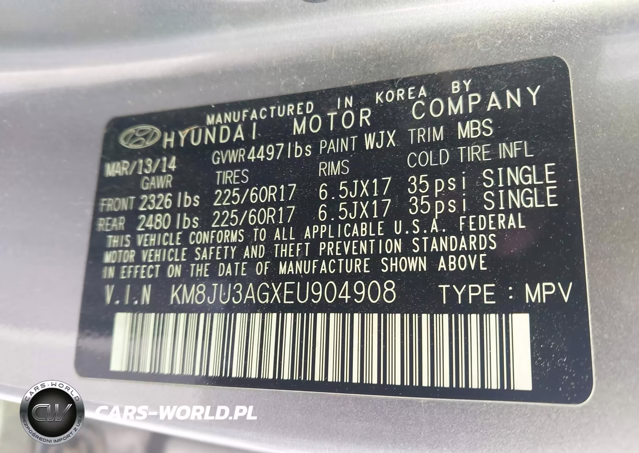 2014 Hyundai Tucson Se VIN:KM8JU3AGXEU904908 - 9