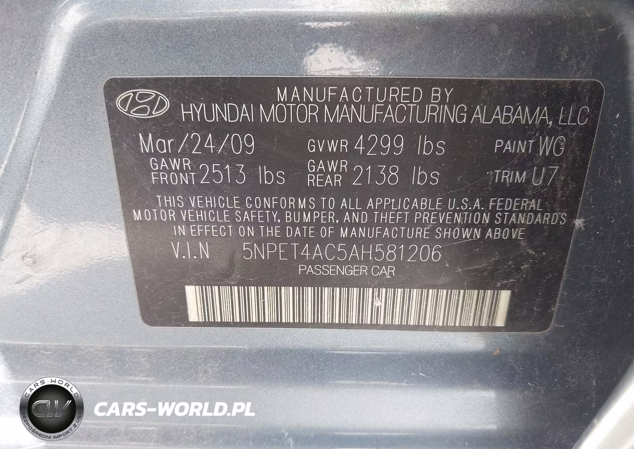 2010 Hyundai Sonata Gls VIN:5NPET4AC5AH581206 - 9