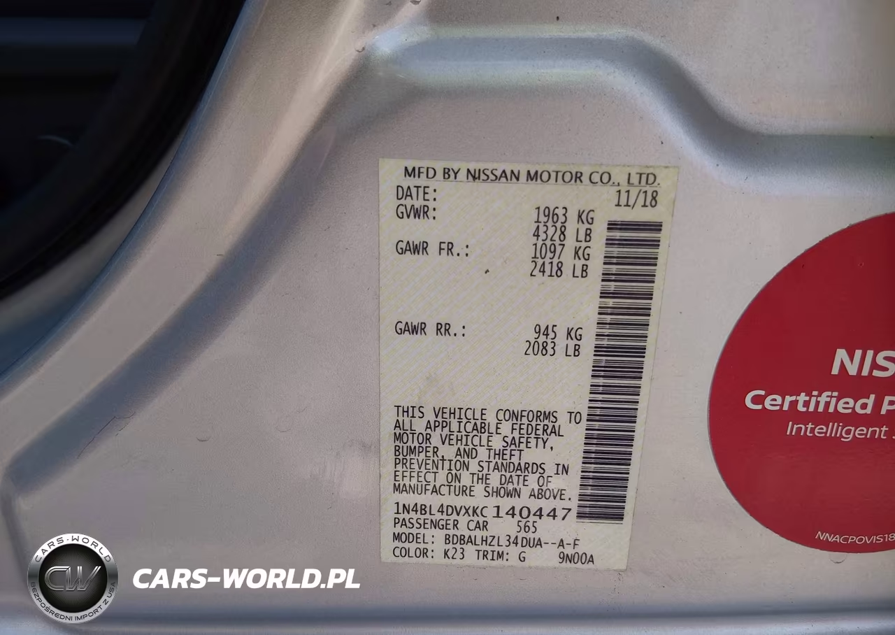 2019 Nissan Altima 2.5 Sv VIN:1N4BL4DVXKC140447 - 9