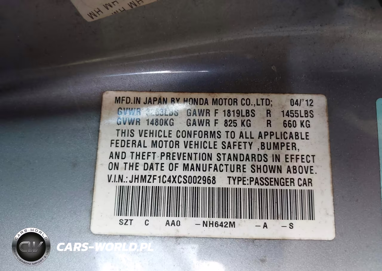 2012 Honda Cr-Z VIN:JHMZF1C4XCS002968 - 9