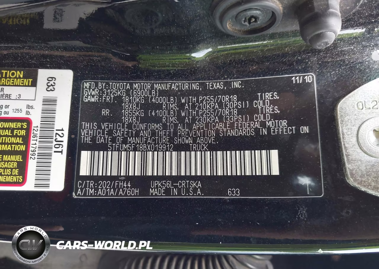 2011 Toyota Tundra Grade 4.6L V8 VIN:5TFUM5F18BX019912 - 9
