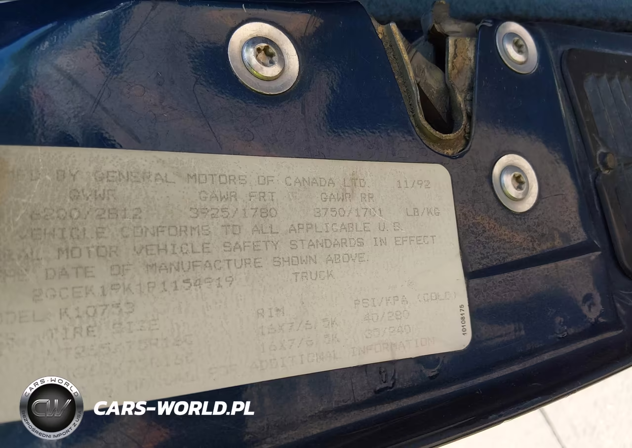 1993 Chevrolet Gmt-400 K1500 VIN:2GCEK19K1P1154919 - 9