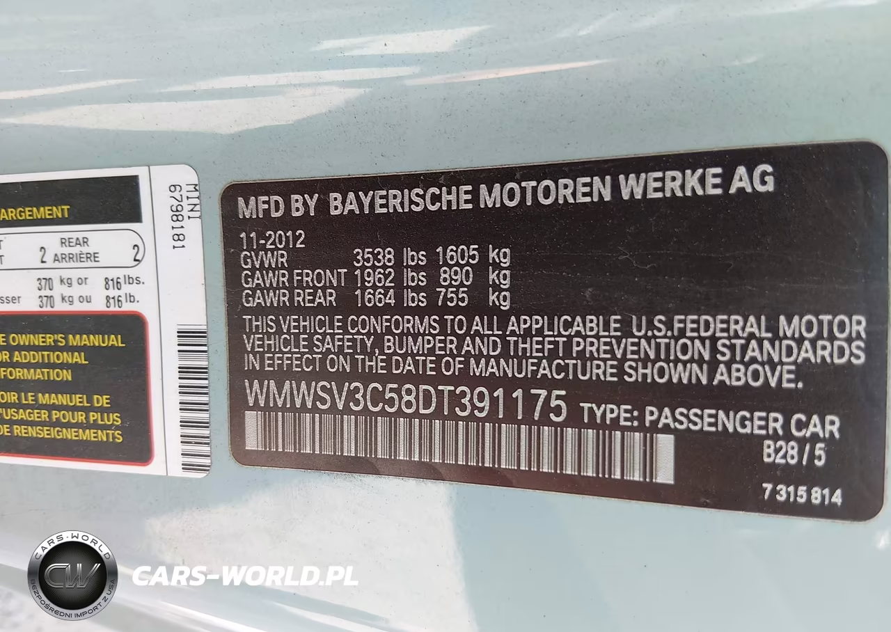 2013 Mini Hardtop Cooper S VIN:WMWSV3C58DT391175 - 9