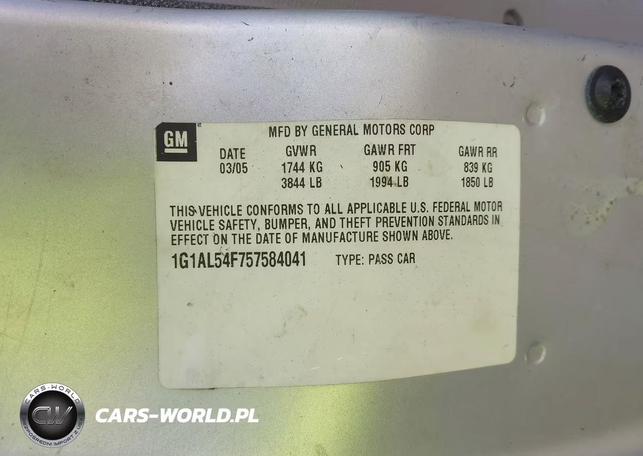 2005 Chevrolet Cobalt Ls VIN:1G1AL54F757584041 - 9