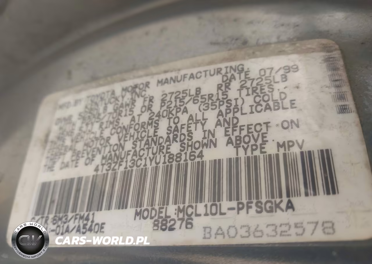 2000 Toyota Sienna Xle VIN:4T3ZF13C1YU188164 - 9