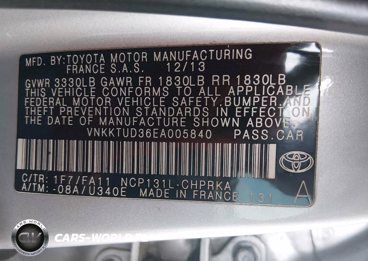 2014 Toyota Yaris L (Tmmf Plant) VIN:VNKKTUD36EA005840 - 9