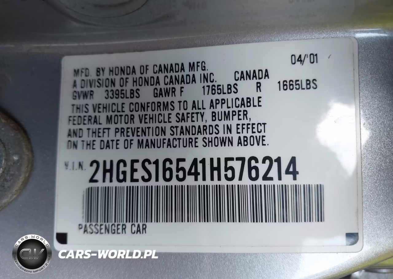 2001 Honda Civic Lx VIN:2HGES16541H576214 - 9