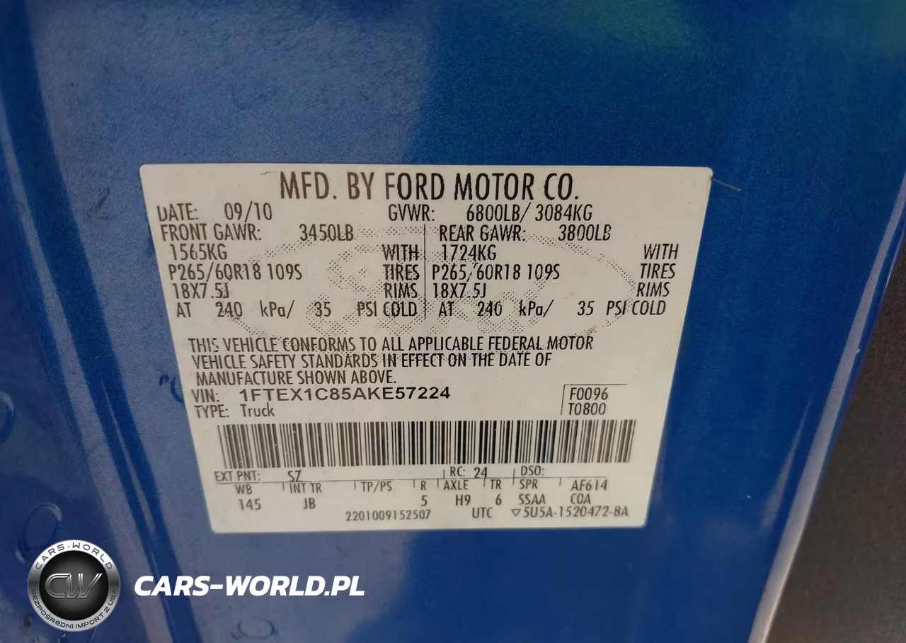 2010 Ford F-150 Fx2 Sport-Stx-Xl-Xlt VIN:1FTEX1C85AKE57224 - 9