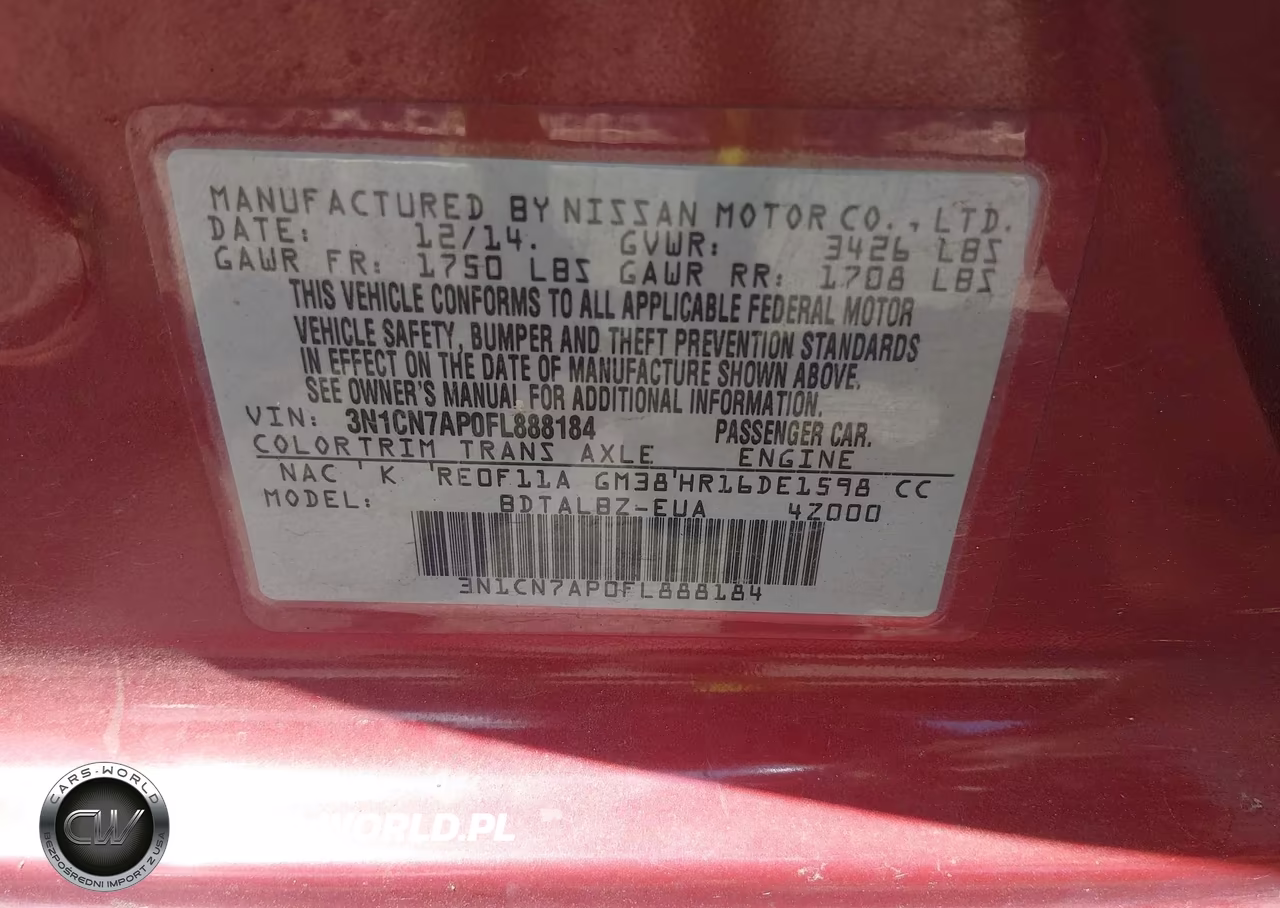 2015 Nissan Versa 1.6 Sv VIN:3N1CN7AP0FL888184 - 9