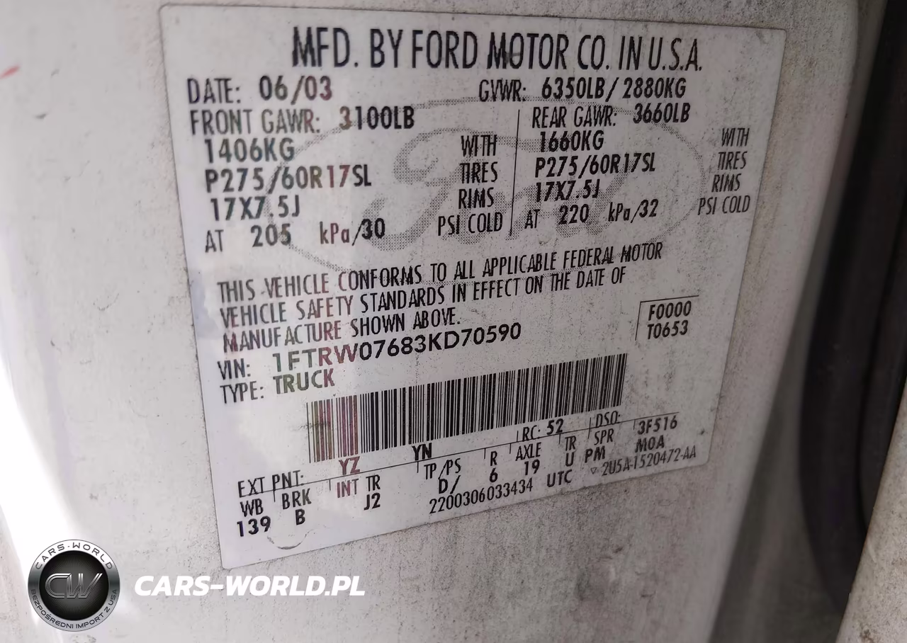 2003 Ford F-150 Lariat-Xlt VIN:1FTRW07683KD70590 - 9