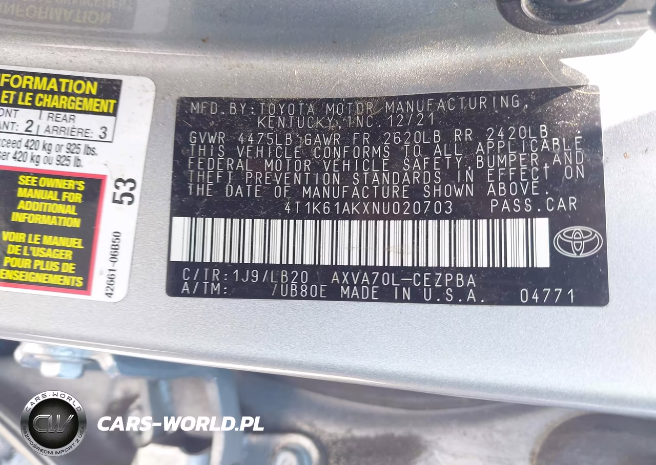 2022 Toyota Camry Xse VIN:4T1K61AKXNU020703 - 9