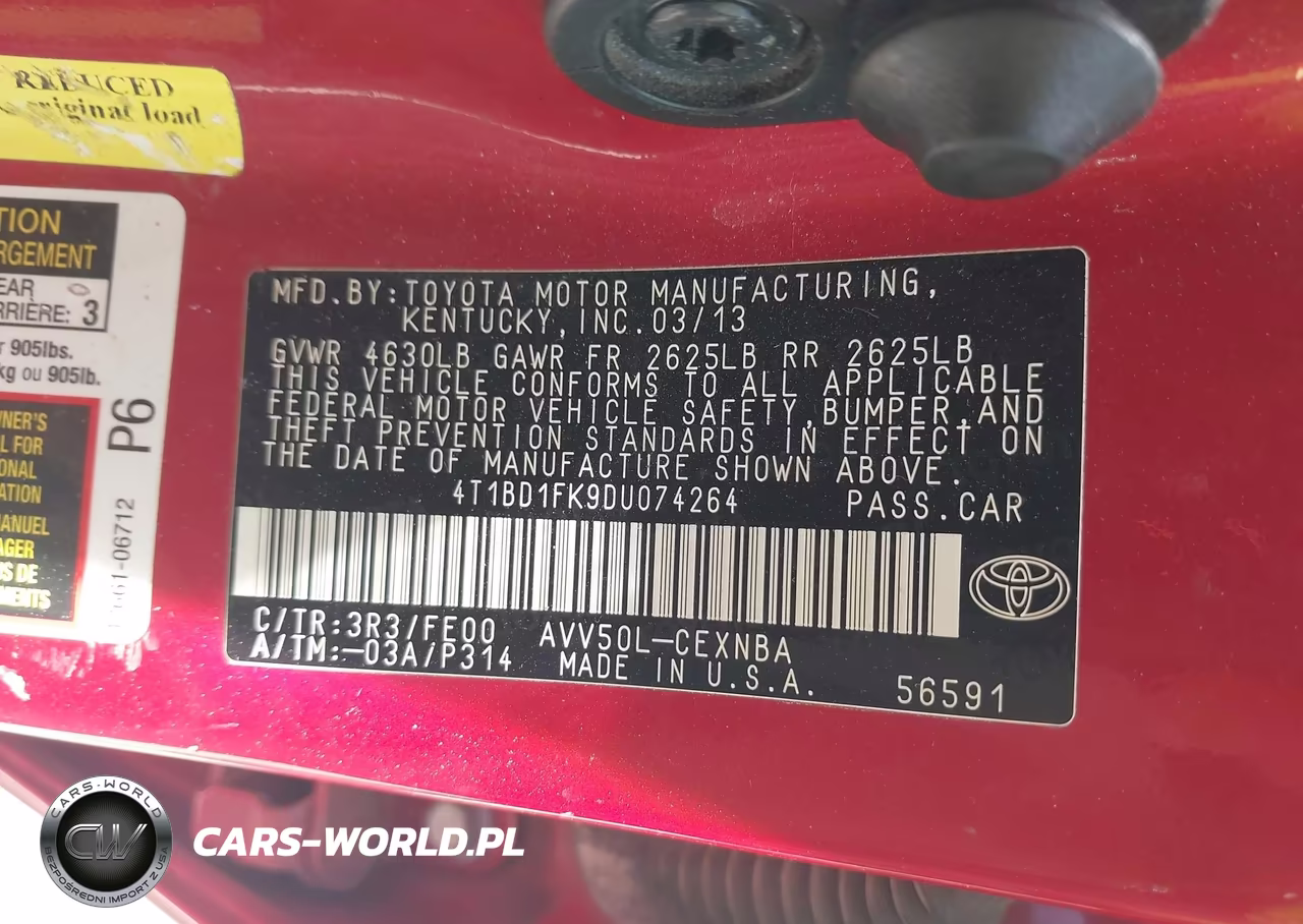 2013 Toyota Camry Hybrid Le VIN:4T1BD1FK9DU074264 - 9