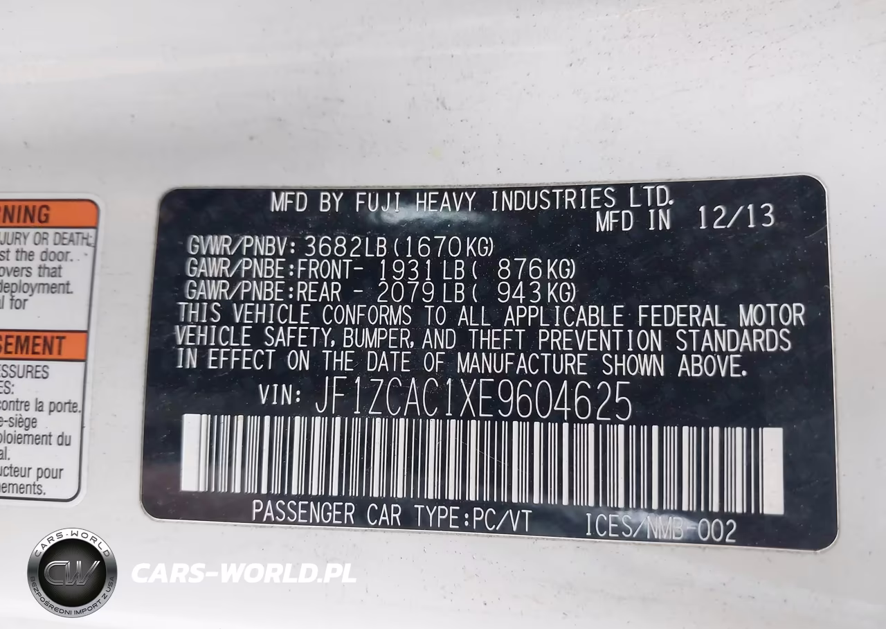 2014 Subaru Brz Limited VIN:JF1ZCAC1XE9604625 - 9