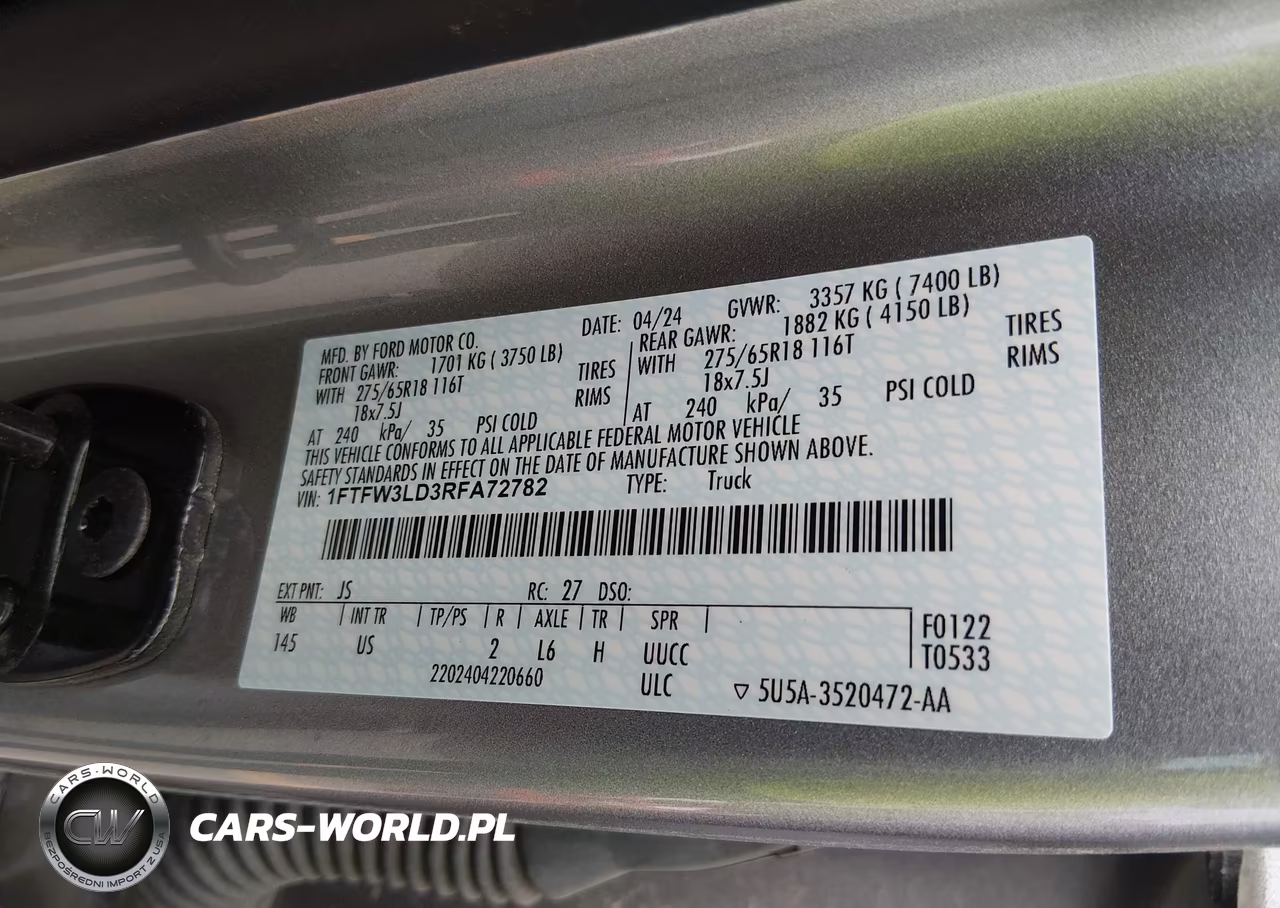 2024 Ford F-150 Xlt VIN:1FTFW3LD3RFA72782 - 9
