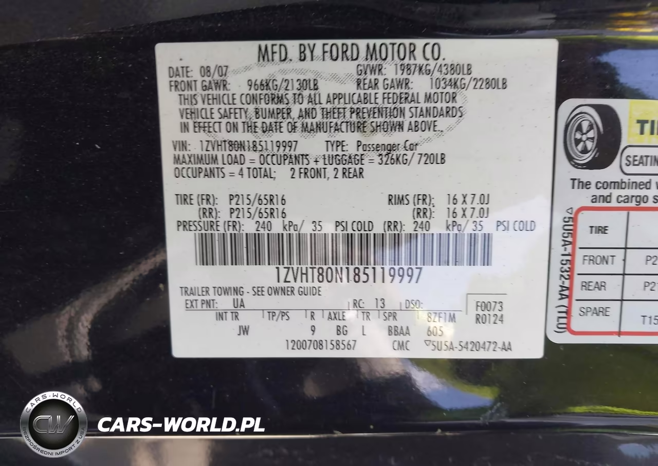 2008 Ford Mustang V6 Deluxe-V6 Premium VIN:1ZVHT80N185119997 - 9