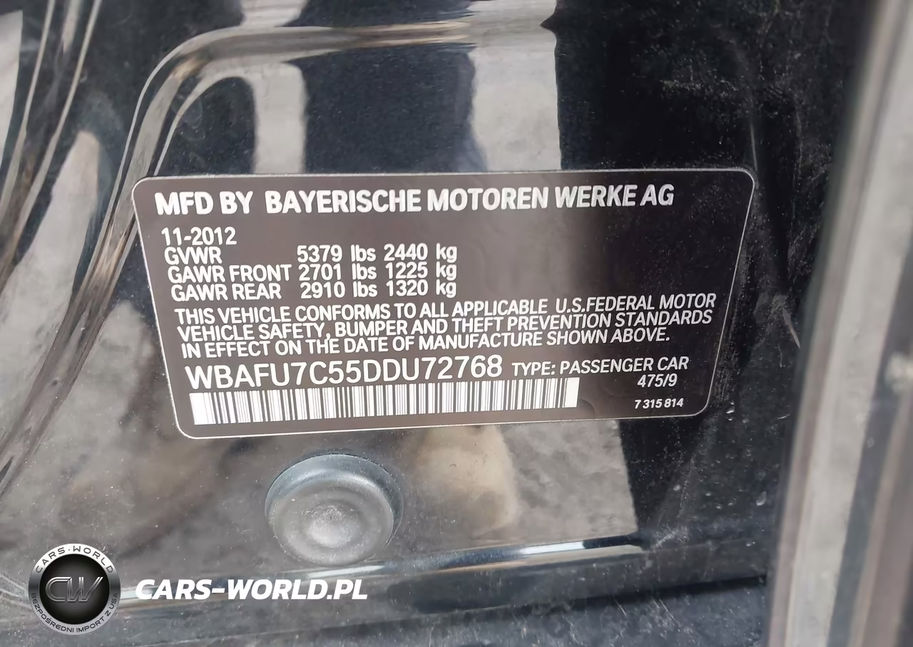 2013 BMW 535I xDrive VIN:WBAFU7C55DDU72768 - 9