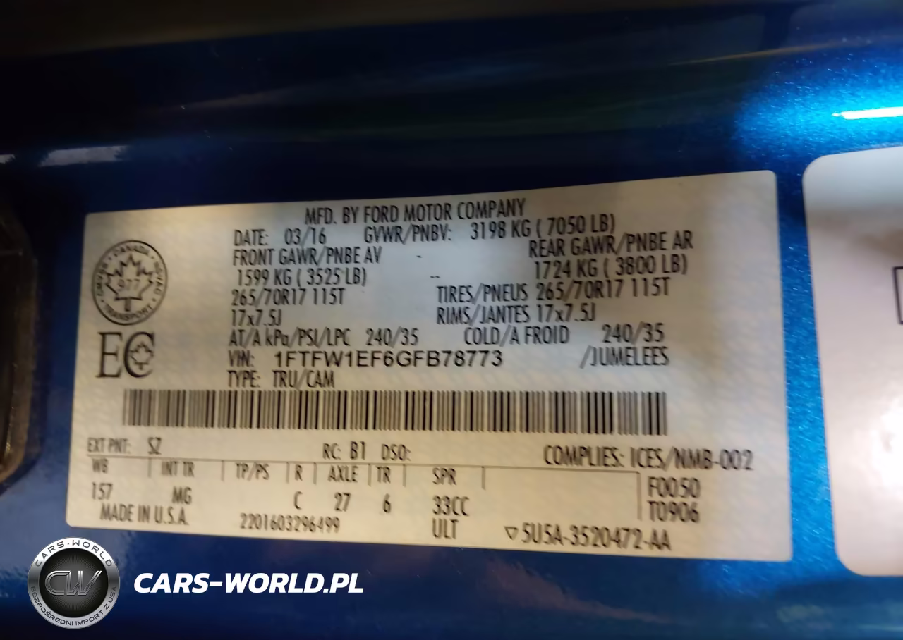 2016 Ford F-150 Xlt VIN:1FTFW1EF6GFB78773 - 9