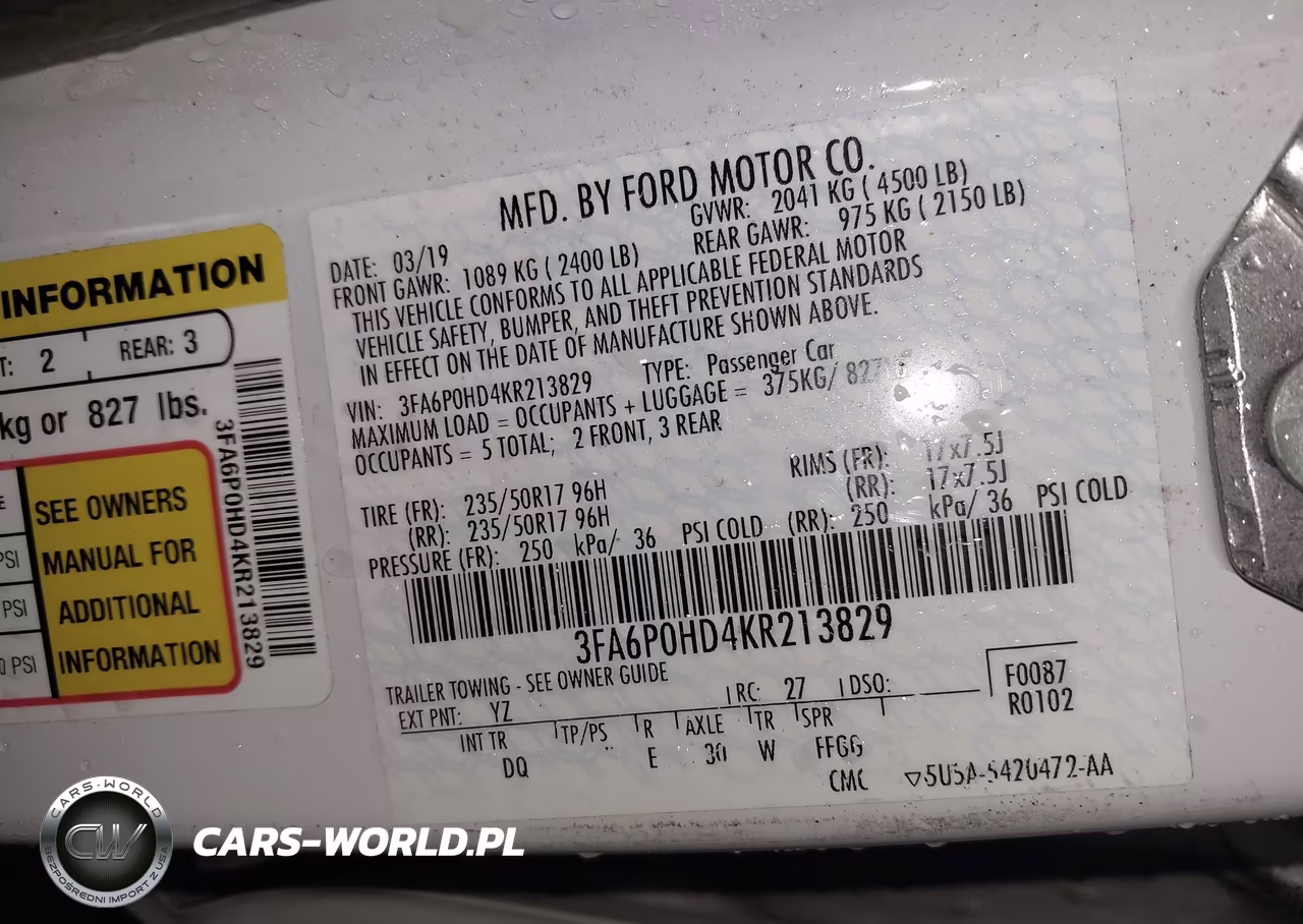 2019 Ford Fusion Se VIN:3FA6P0HD4KR213829 - 9