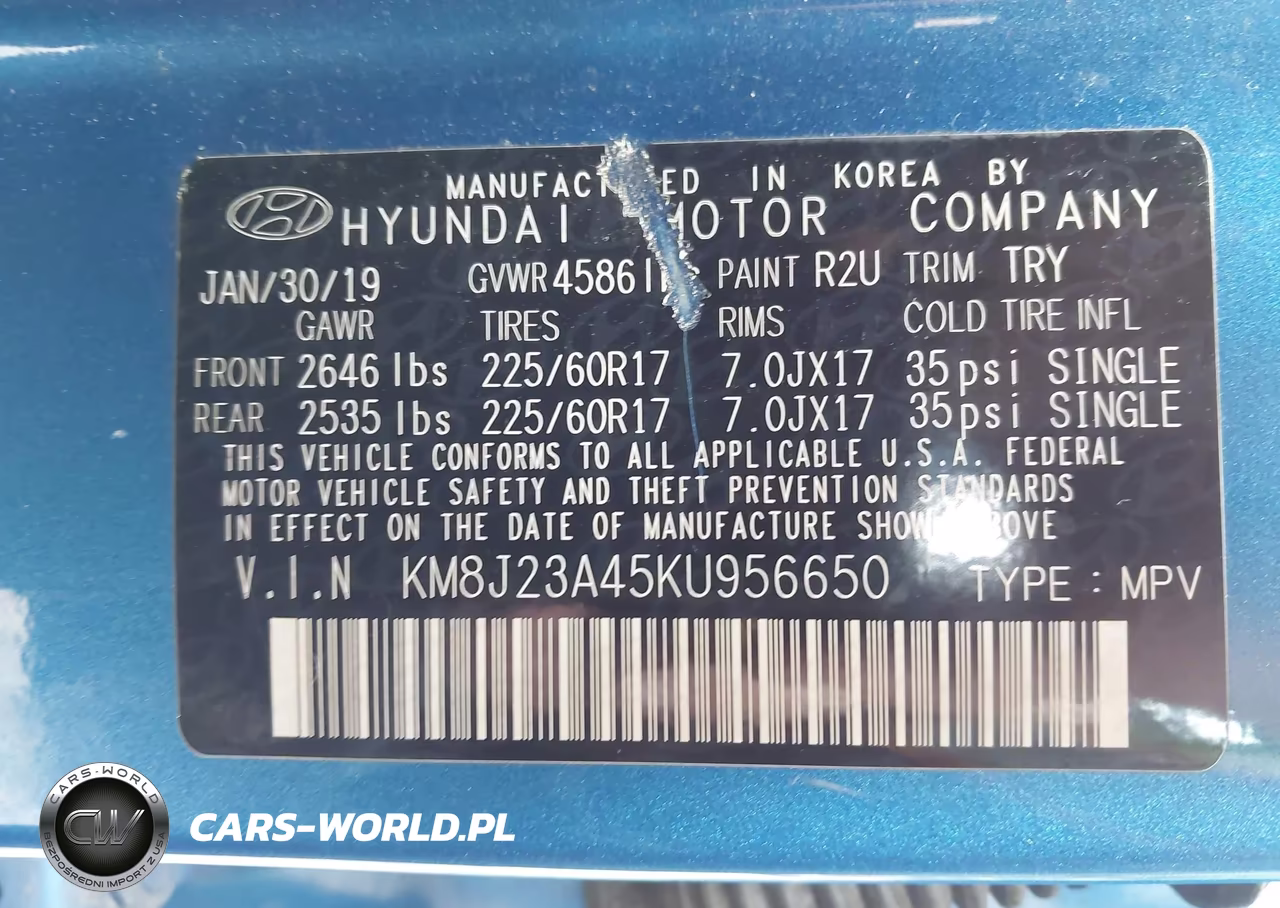 2019 Hyundai Tucson Se VIN:KM8J23A45KU956650 - 9