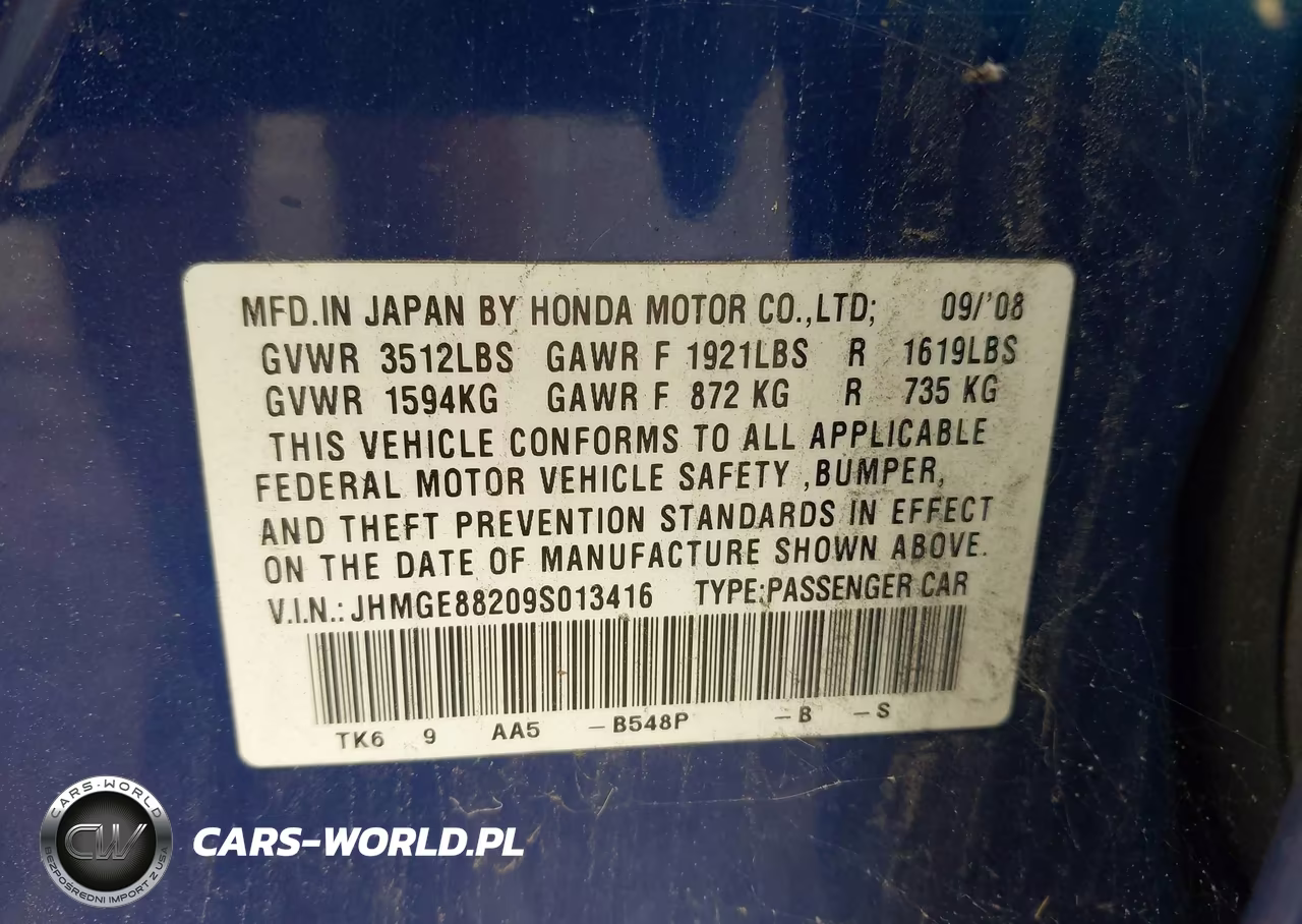 2009 Honda Fit VIN:JHMGE88209S013416 - 9