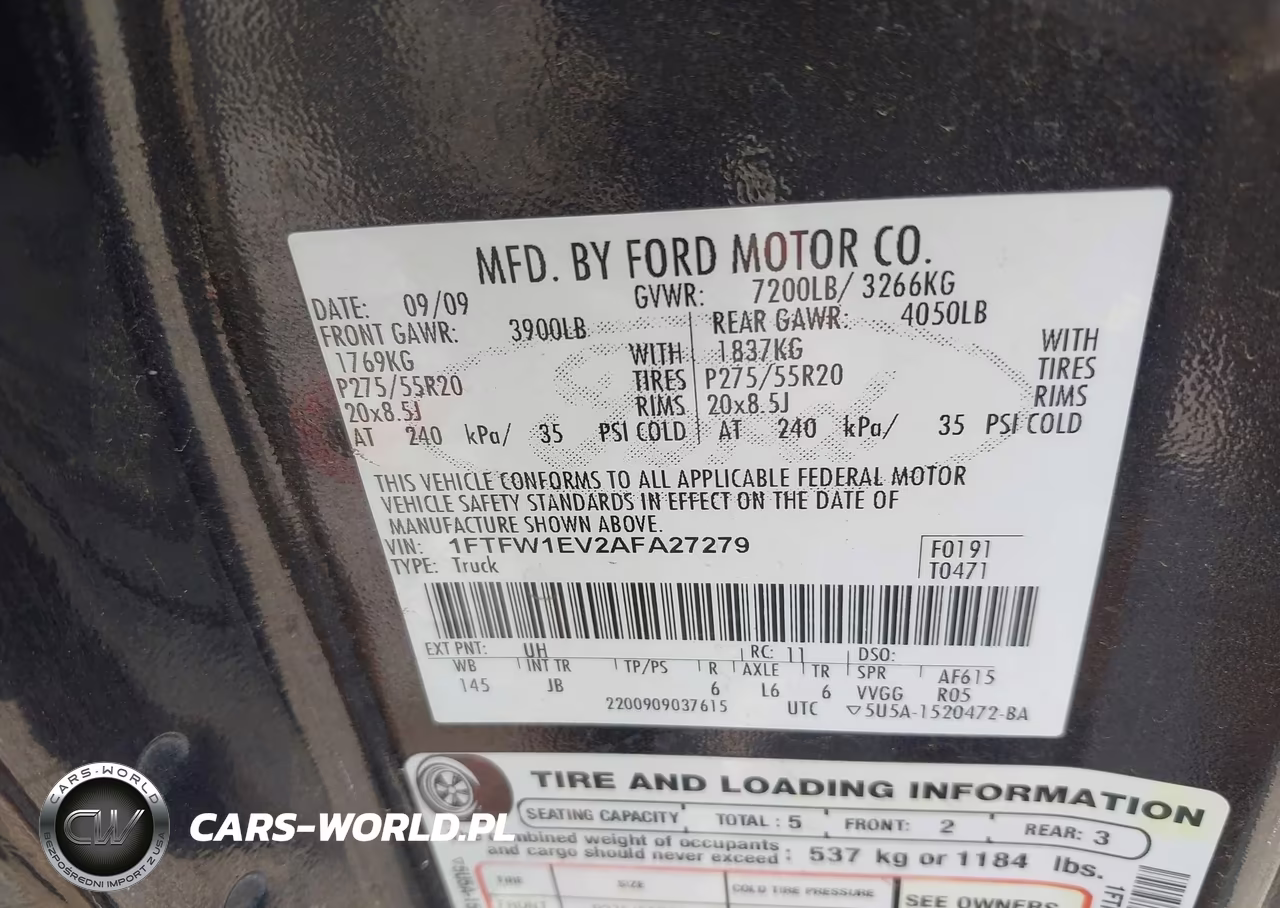 2010 Ford F-150 Fx4-Harley-Davidson-King Ranch-Lariat-Platinum-Xl-Xlt VIN:1FTFW1EV2AFA27279 - 9