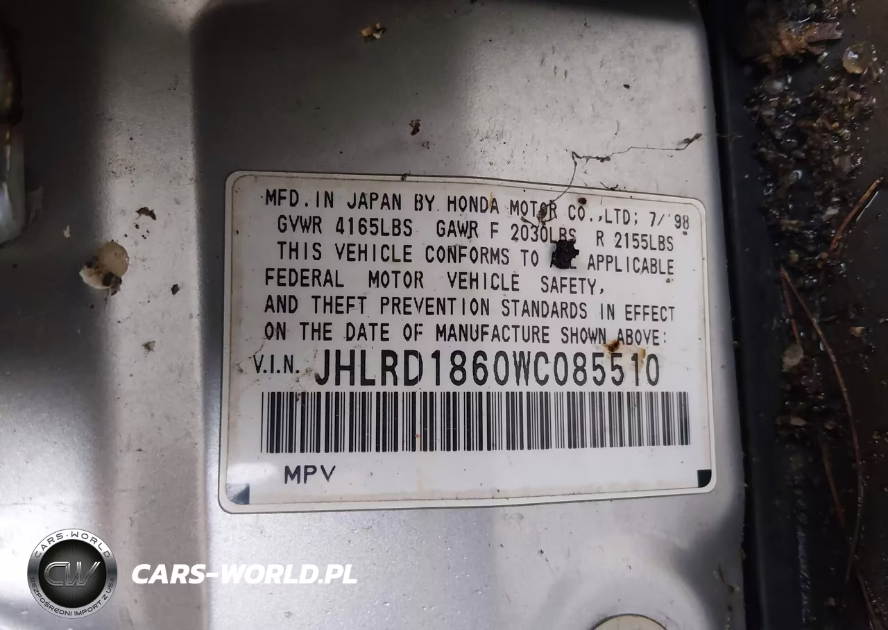 1998 Honda Cr-V Ex VIN:JHLRD1860WC085510 - 9