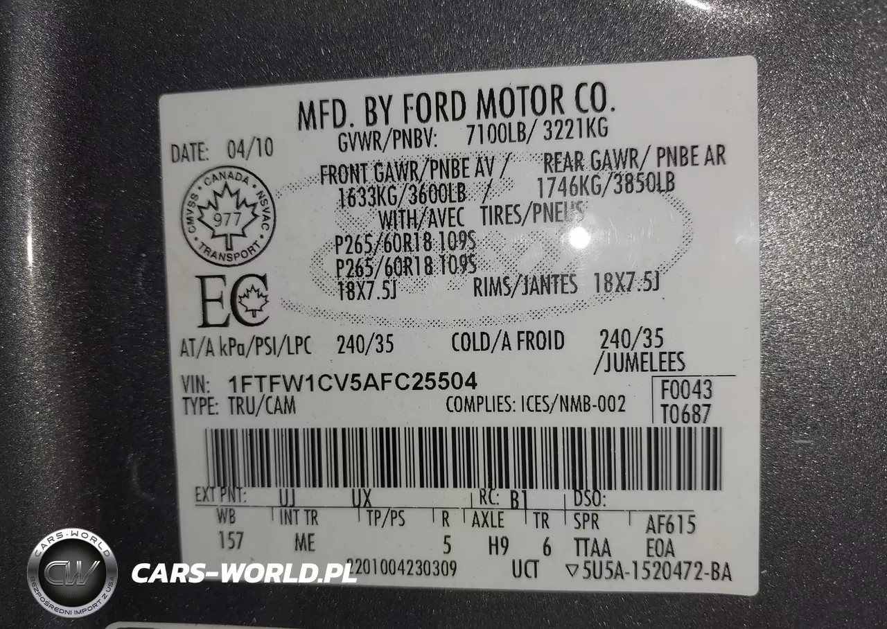2010 Ford F-150 Fx2 Sport-Harley-Davidson-King Ranch-Lariat-Platinum-Xl-Xlt VIN:1FTFW1CV5AFC25504 - 9